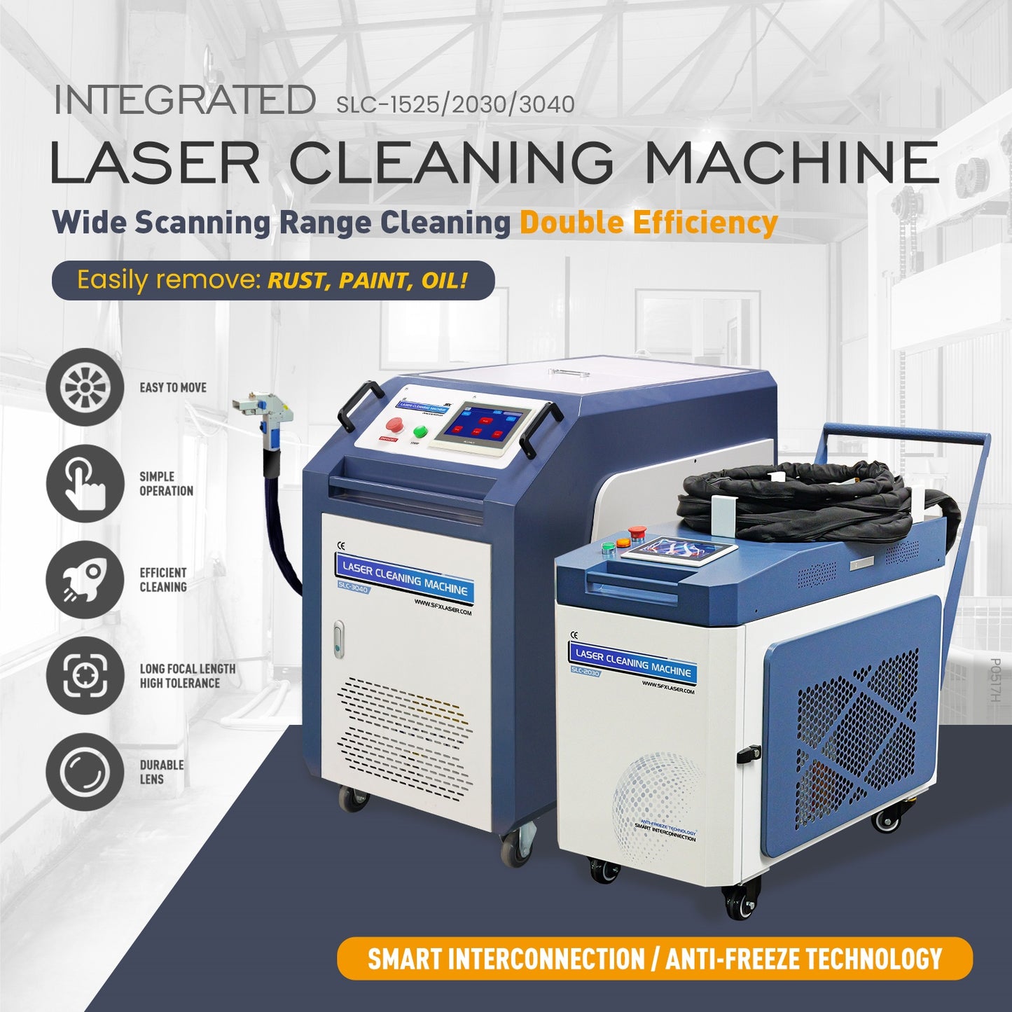 ZAC 1500W 2000W 3000W Laser Cleaning Maachine 250mm-400mm Wide Scan Width Laser Cleaner for Metal Rust Coating Paiting