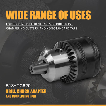 ZAC US Stock GT12 TC820 Drill Chuck Adapter and Connecting Rod Drill Chuck Converter with Key Apply for M16R-M36R Electric Tapping Machine