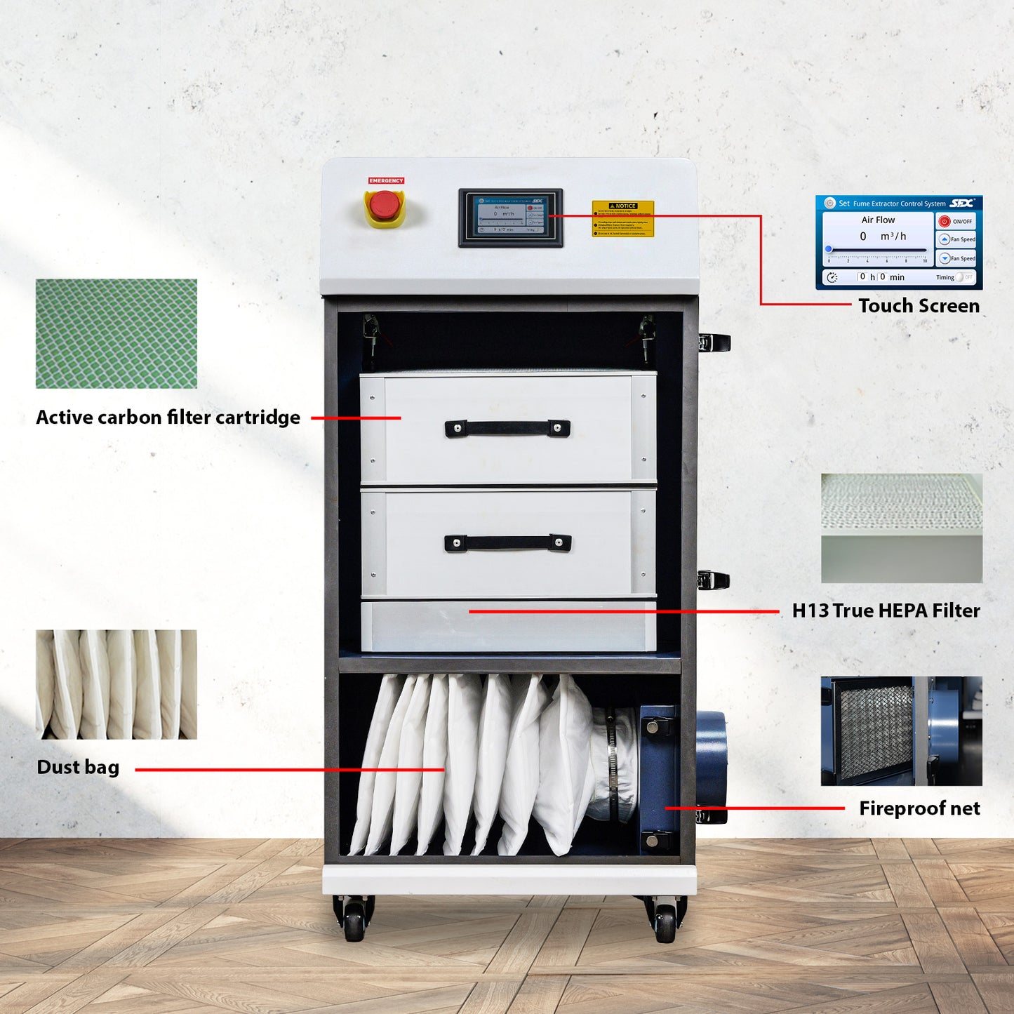 ZAC Smoke Purifier 600W Laser Fume Extractor Solder Smoke Absorber for Laser Marking Engraving Cutting Welding Machine
