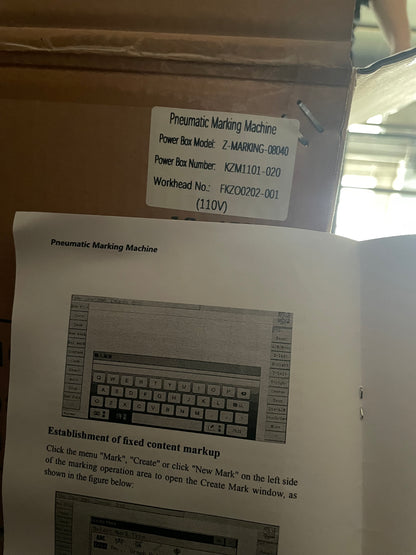 Machine de marquage pneumatique ZAC 100 W avec zone de marquage 3,1 x 1,5 pouces, écran tactile 7 pouces pour lettres métalliques, numéros VIN, plaques signalétiques