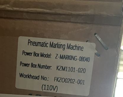 Machine de marquage pneumatique ZAC 100 W avec zone de marquage 3,1 x 1,5 pouces, écran tactile 7 pouces pour lettres métalliques, numéros VIN, plaques signalétiques