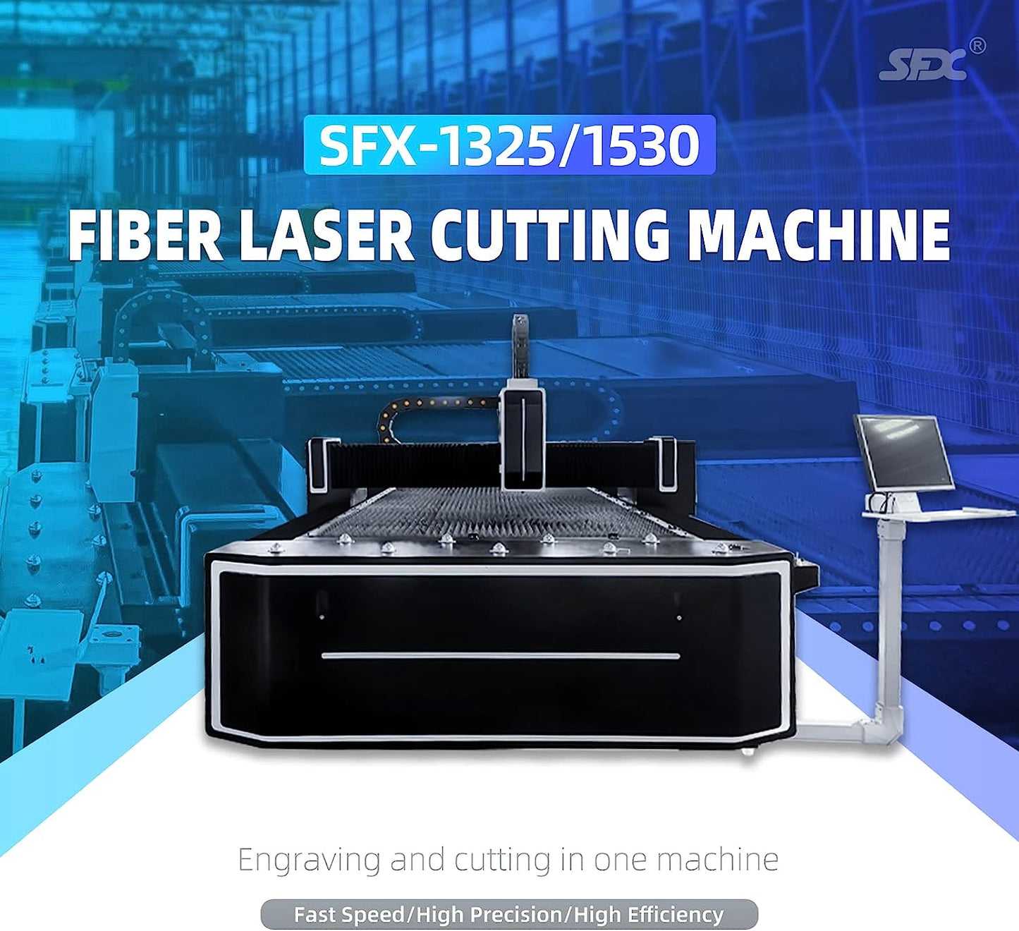 ZAC Fiber Laser Cutter MAX 1000W/1500W/2000W Metal Laser Cutting Machine 1300×2500mm(51.2×98.4inch) Working Area