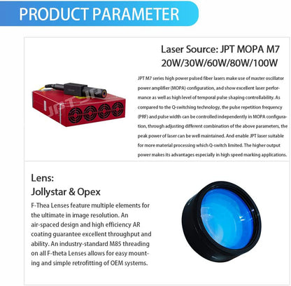 ZAC Fiber Laser Engraver Machine 20W/30W/60W/80W Split YDFLP-E-M7-M-R JPT MOPA M7 with EZCAD2.0