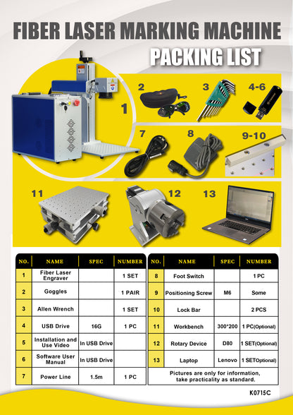 Machine de gravure laser à fibre ZAC 20W/30W/60W/80W Split YDFLP-E-M7-MR JPT MOPA M7 avec EZCAD2.0