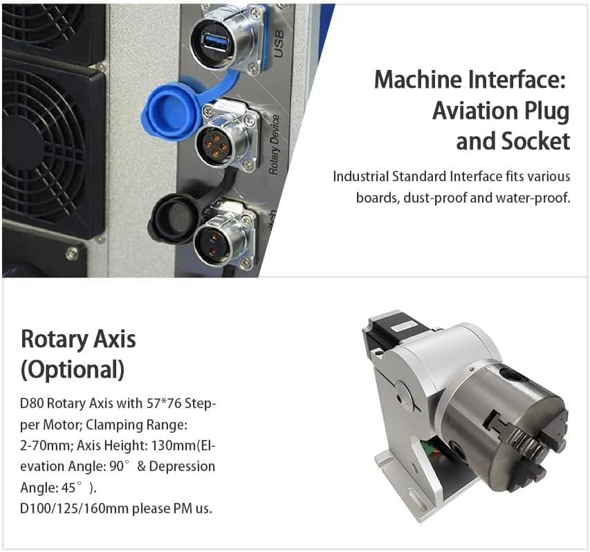 160mm Three Jaw Rotary Axis Rotary Attachment for Fiber Laser Engraver