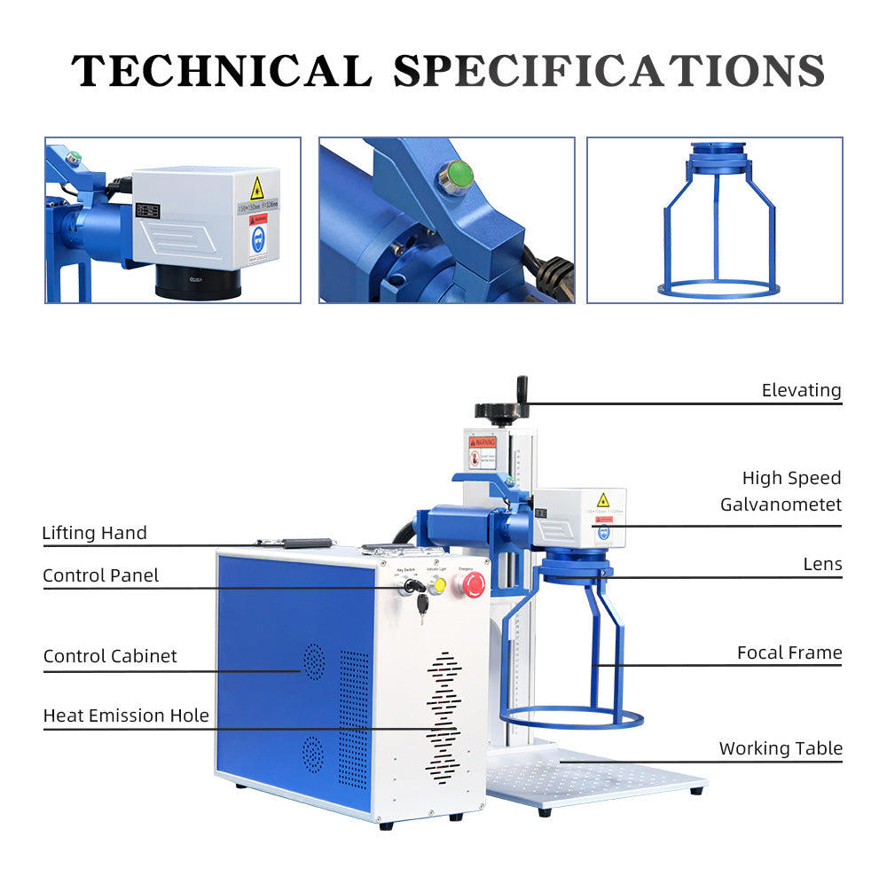 ZAC JPT Handheld 20W/30W/50W Fiber Laser Engraver Laser Marking Machine with EZCAD2.0