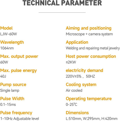 ZAC 60W Bijoux Soudeuse Laser 220V Soudage Laser pour Bijoux 40J Or et Argent Soudure Machine