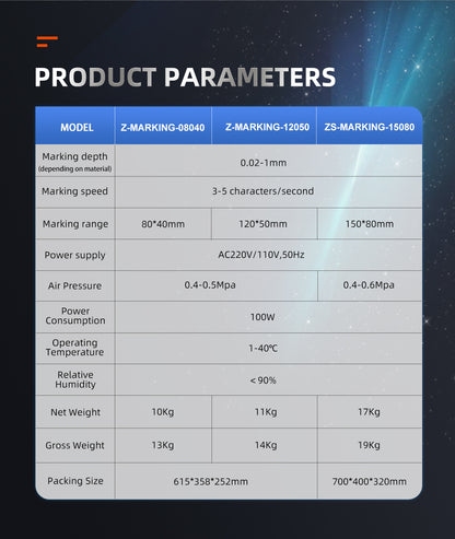 ZAC 100W Pneumatic Dot Peen Marking Machine with 5.9x3.15inch Marking Area 7inch Touch Screen for Metal Letters VIN Numbers Namplates