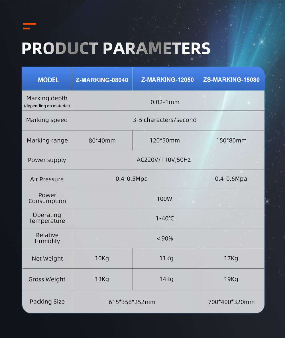 ZAC 100W Pneumatic Dot Peen Marking Machine with 4.7x2inch Marking Area 7inch Touch Screen for Metal Letters VIN Numbers Namplates