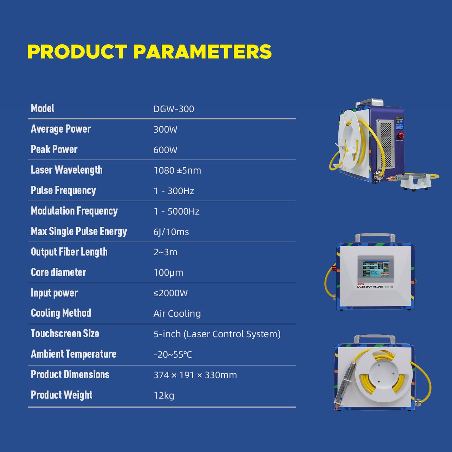 ZAC Portable Laser Spot Welder 300W Handheld Air-Cooled Welding Machine 0.1–1.5mm Ultra Thin Sheet Welder