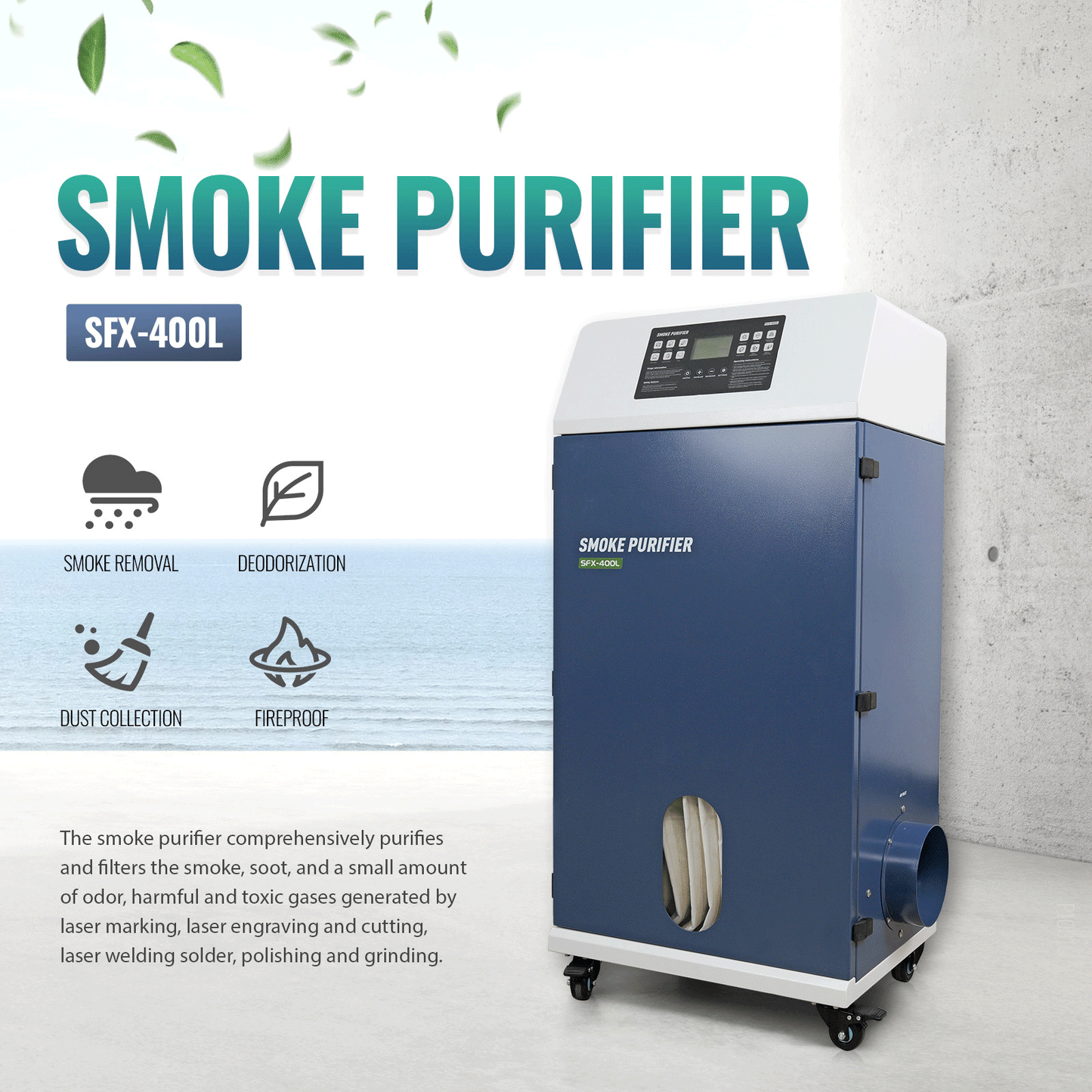 ZAC Smoke Purifier 700W Laser Fume Extractor Solder Smoke Absorber for Laser Marking Engraving Cutting Welding Machine