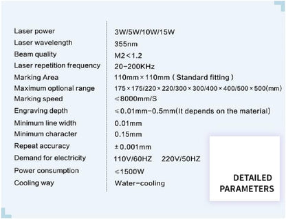 ZAC UV Laser Marking Machine 3W/5W/10W/15W UV Laser Graveur Marqueur pour Verre Plastique Céramique Métal